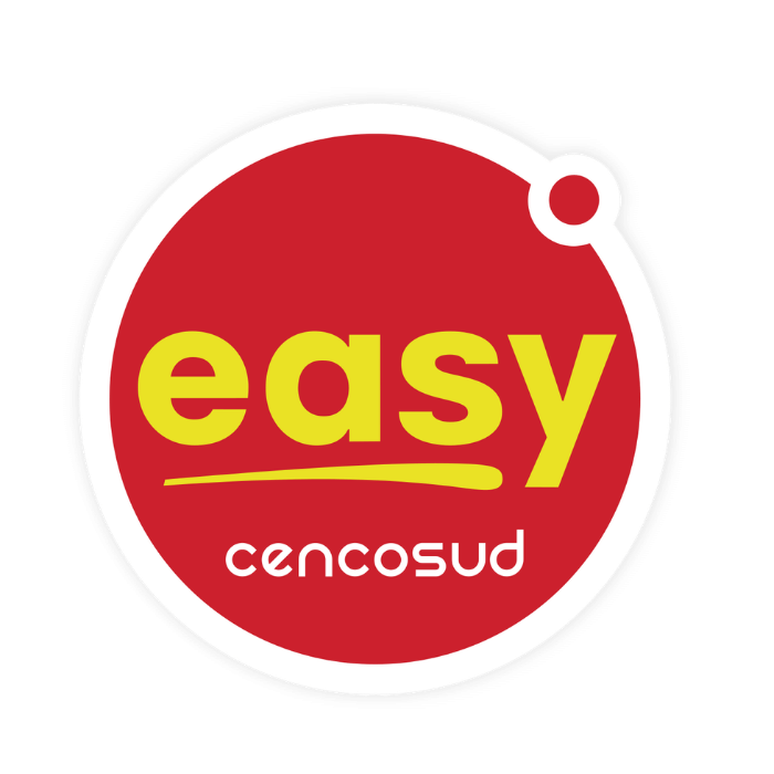 Red circular badge logo with the yellow word 'easy' and white 'cencosud' text, representing the Cencosud Easy brand.